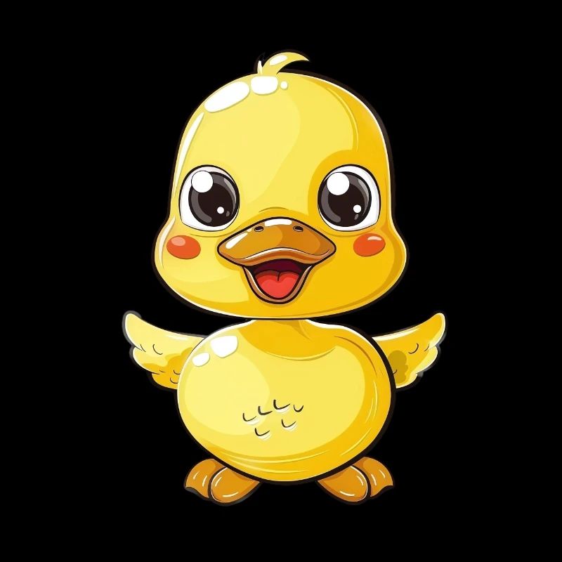 Cute yellow duckling with big eyes