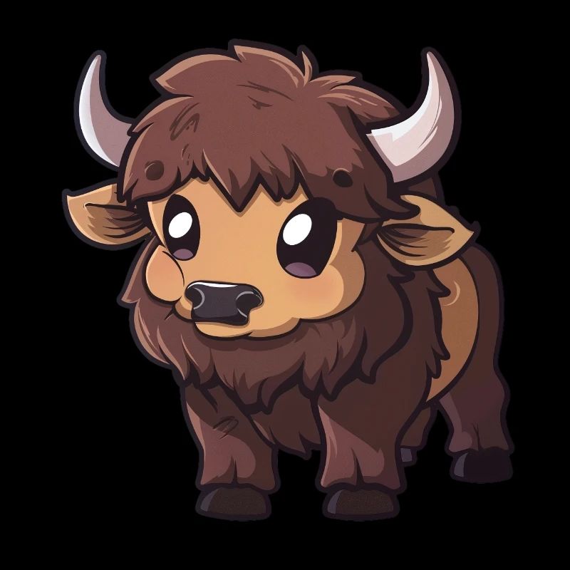 Niedlicher Bison Cartoon Charakter