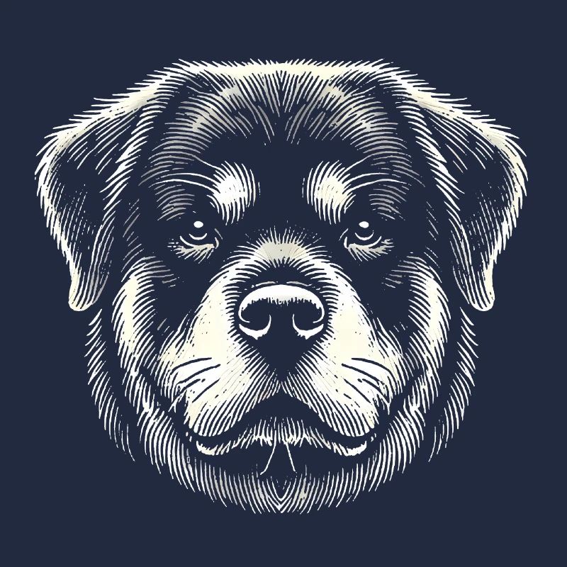 Rottweiler Kopf Tinte Illustration