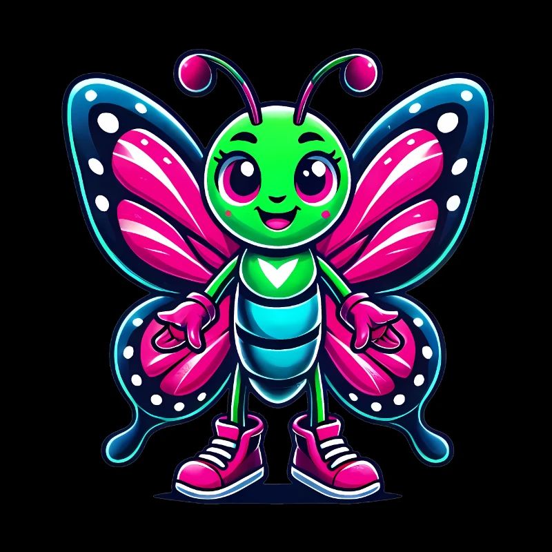 Colorful Cartoon Butterfly Character