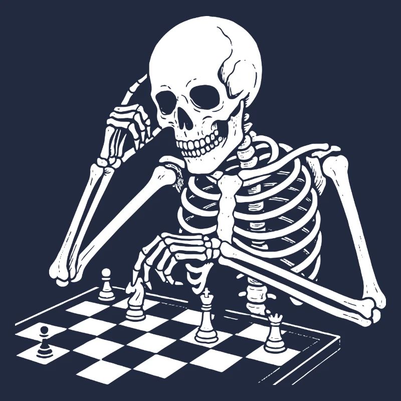 skeleton plays chess