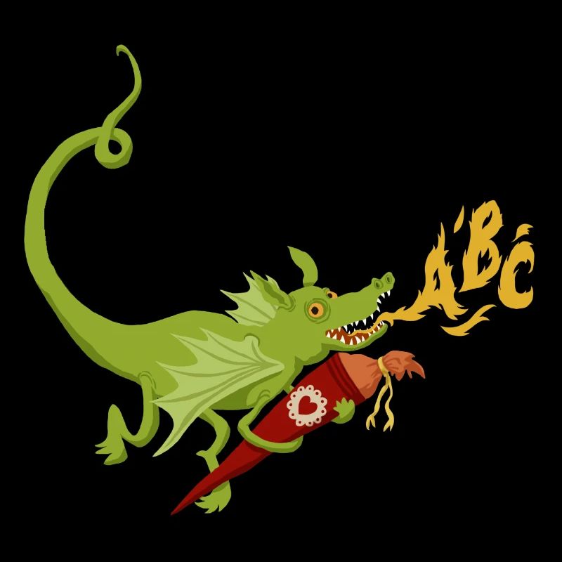 Dragon with school cone ABC flames