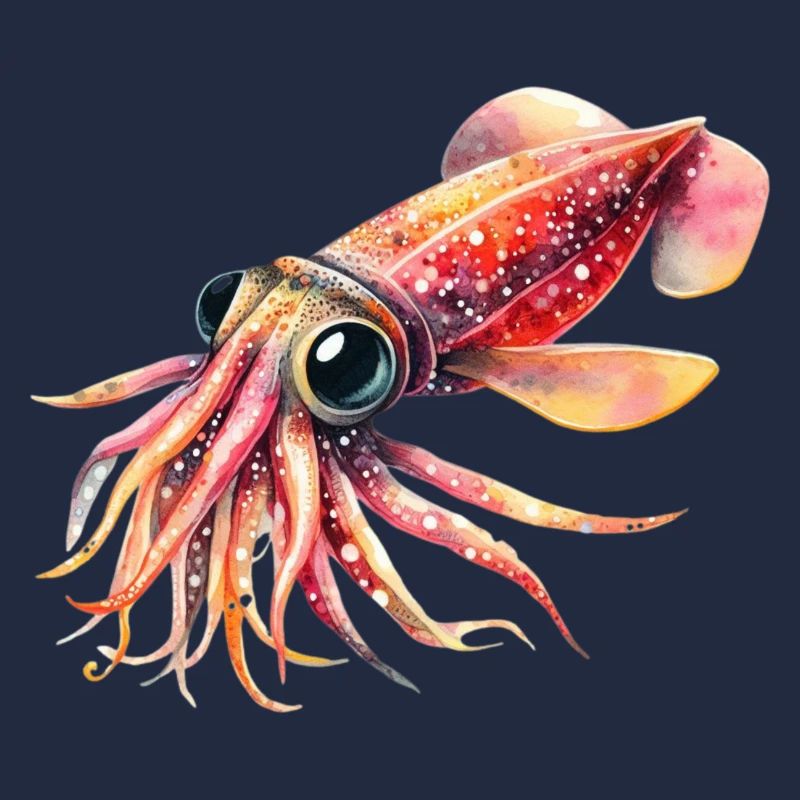 Cute Firefly Squid, Watercolor