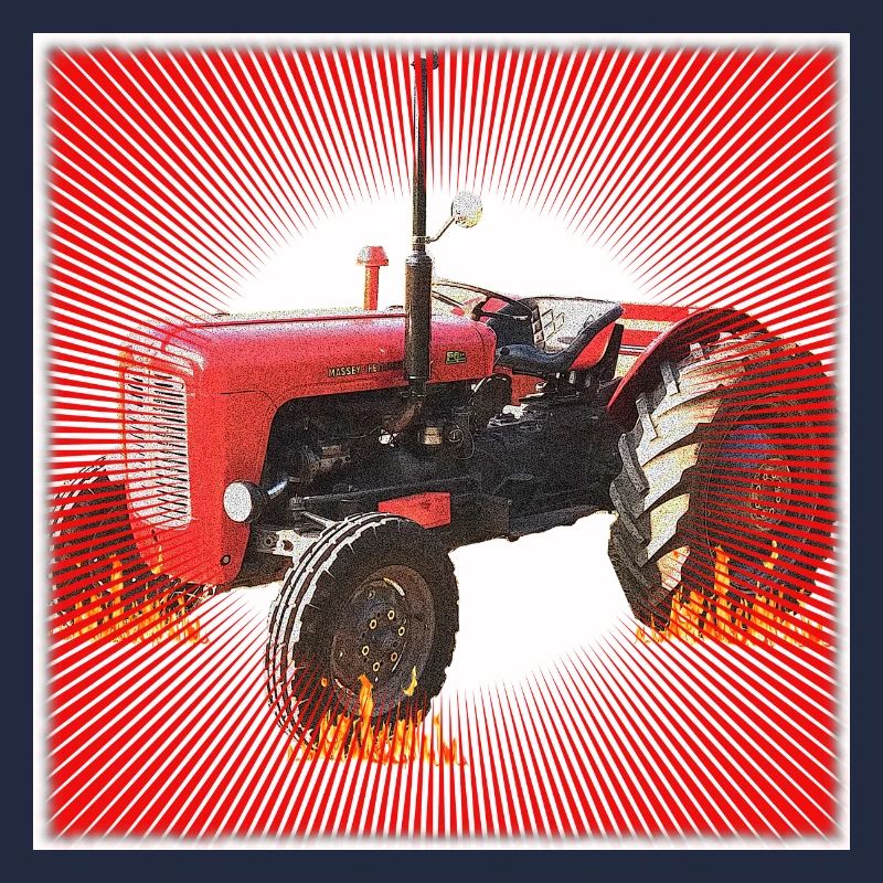 Red Tractor with Radiant Pattern