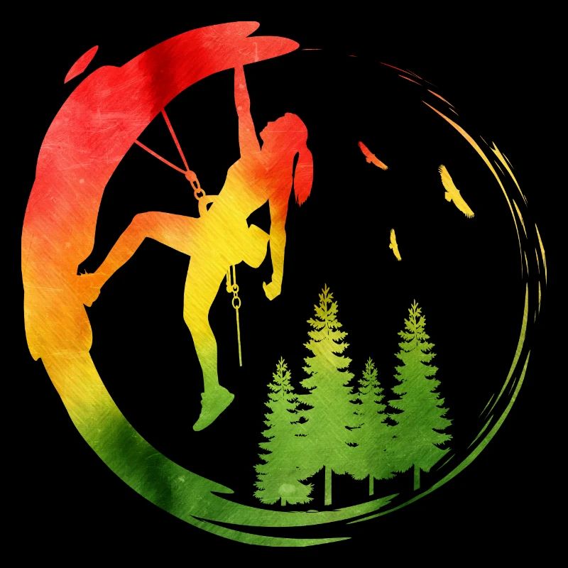 Aventure forestière grimpeuse féminine aquarelle