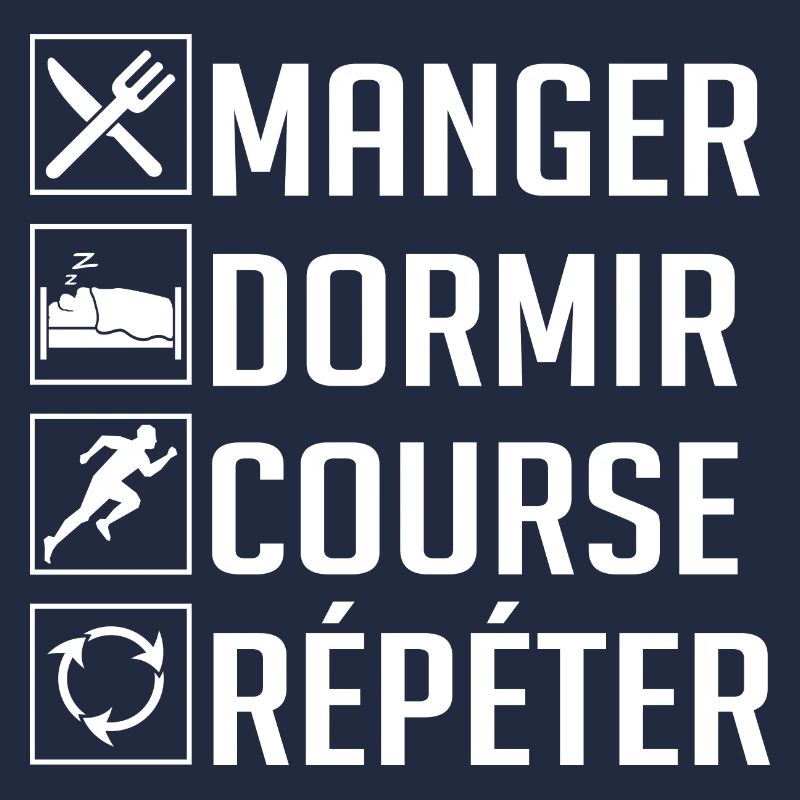 Manger, Dormir, Course, Répéter
