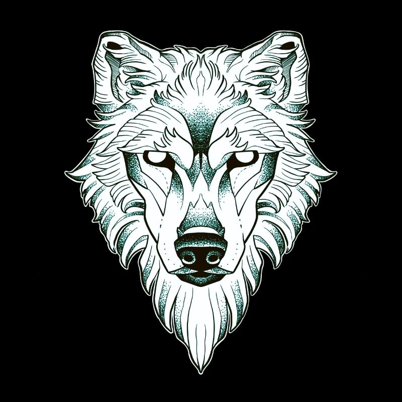 Loup symétrique dotwork