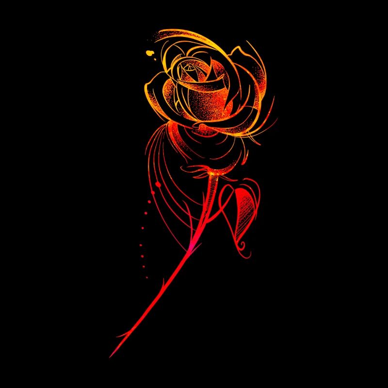 Rose en couleur style sketchy