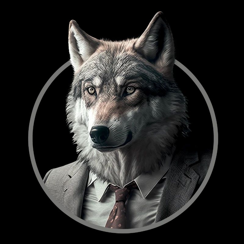 Cooler Business Wolf im Anzug