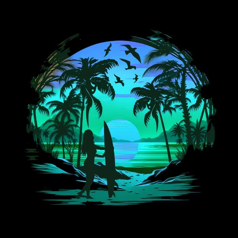 Retro Palm Sun Holiday Summer