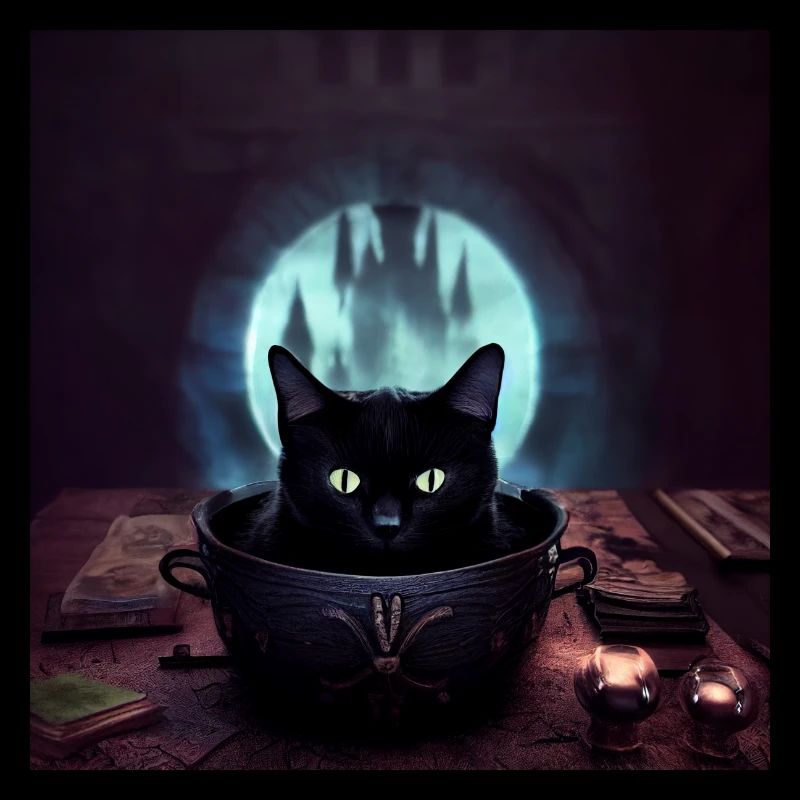 Chat dans un chaudron