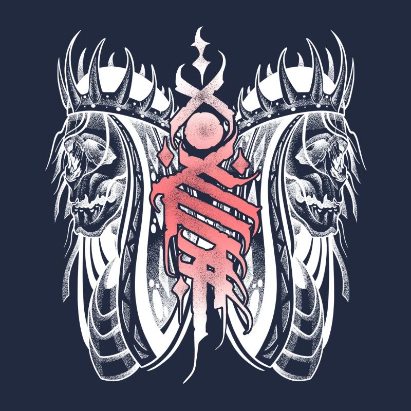 Gothic skull negative style art