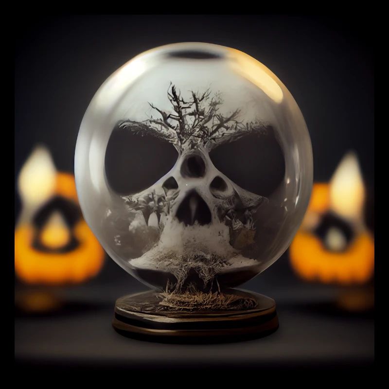 Crackled skull snow globe