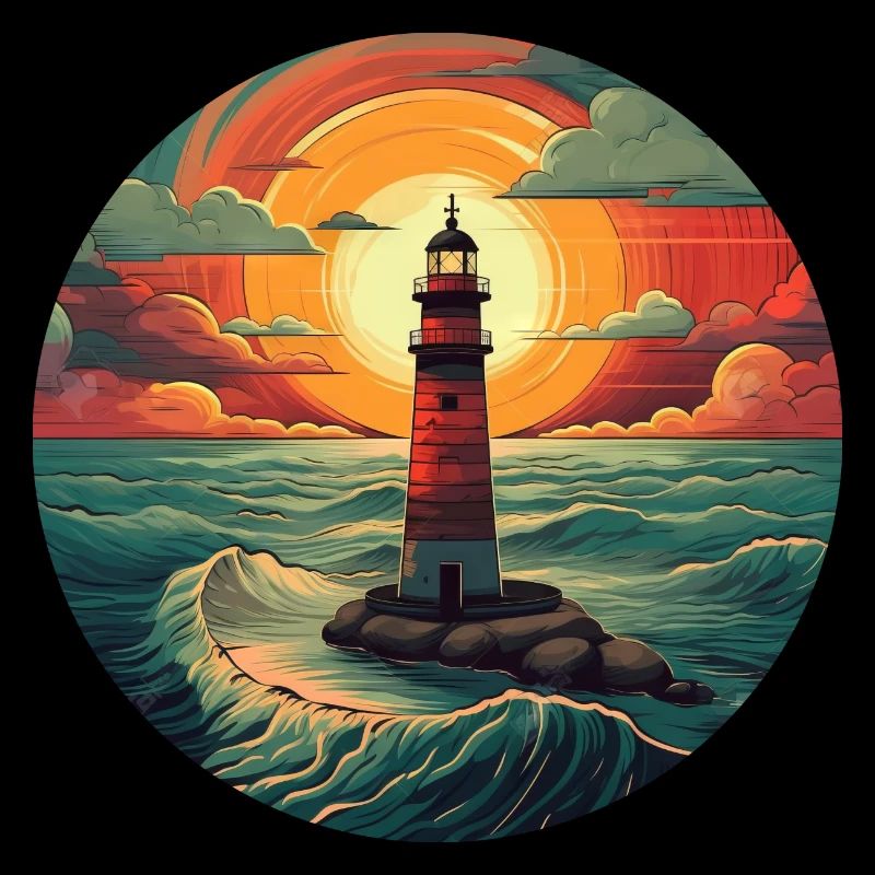 Phare au coucher du soleil - Baiser romantique