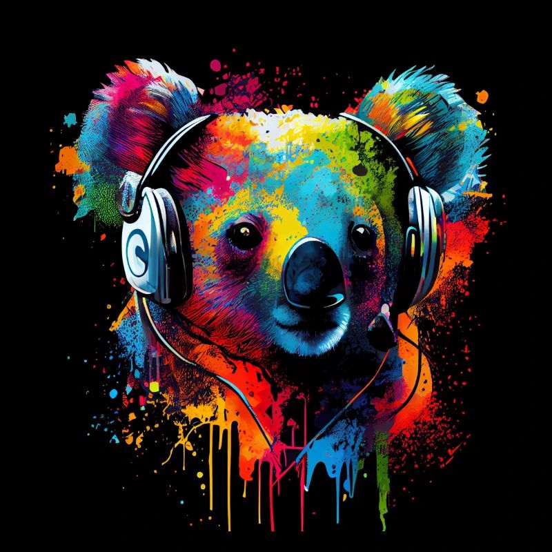 Koala Bär mit Kopfhörern
