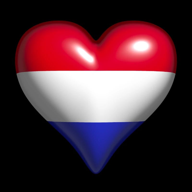Pays-Bas cœur brillant bleu blanc drapeau rouge
