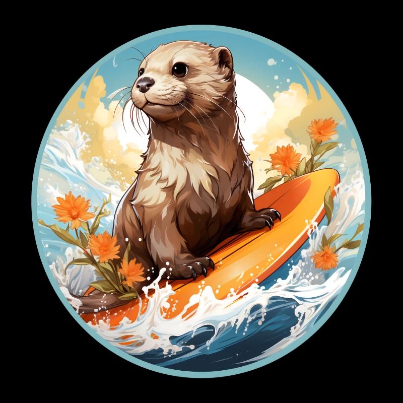 Loutre sur planche de surf