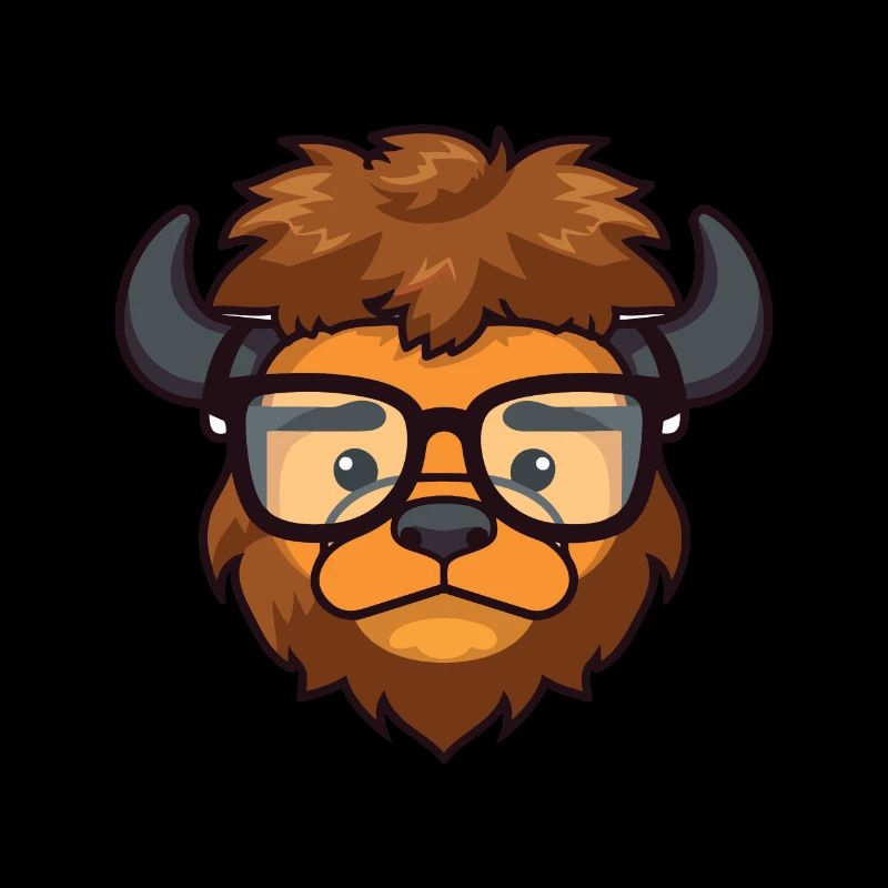 Bison mit Brille Cartoon Kawaii Illustration