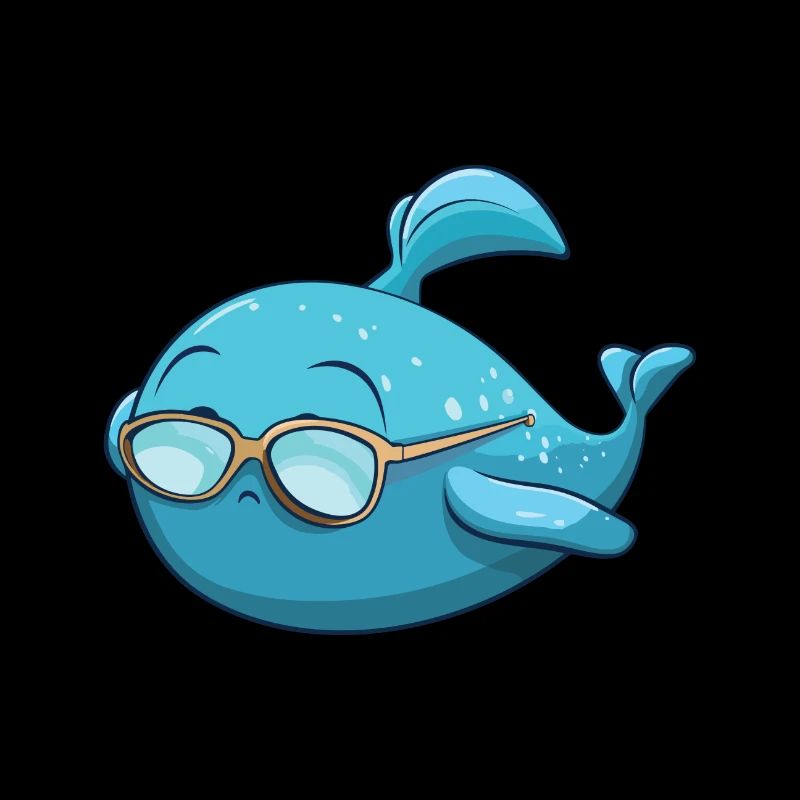 Wal mit Brille Karikatur Kawaii Illustration