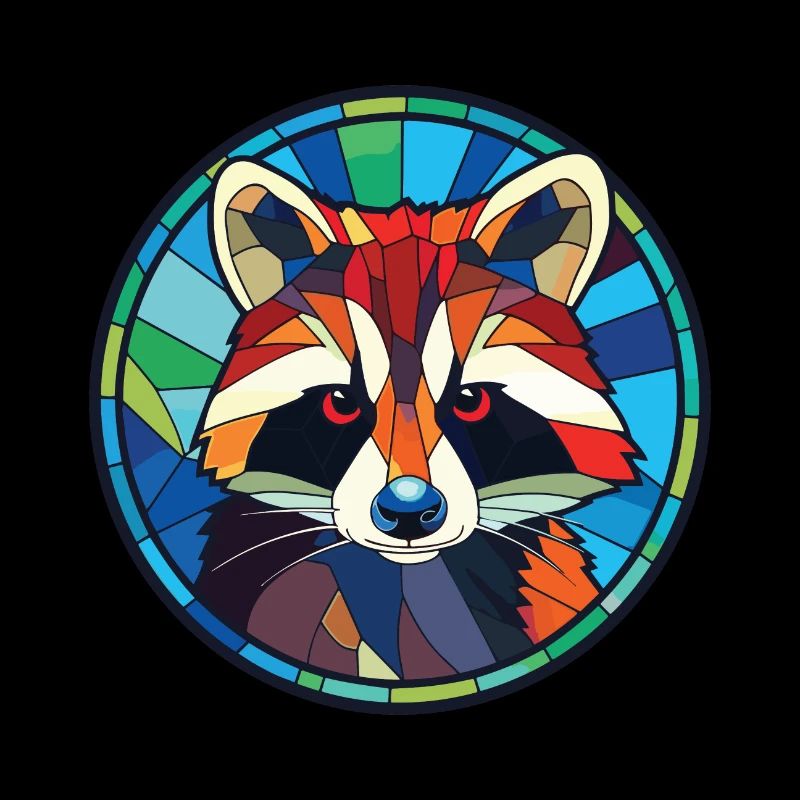 Waschbär bunte Aquarell Tier Illustration