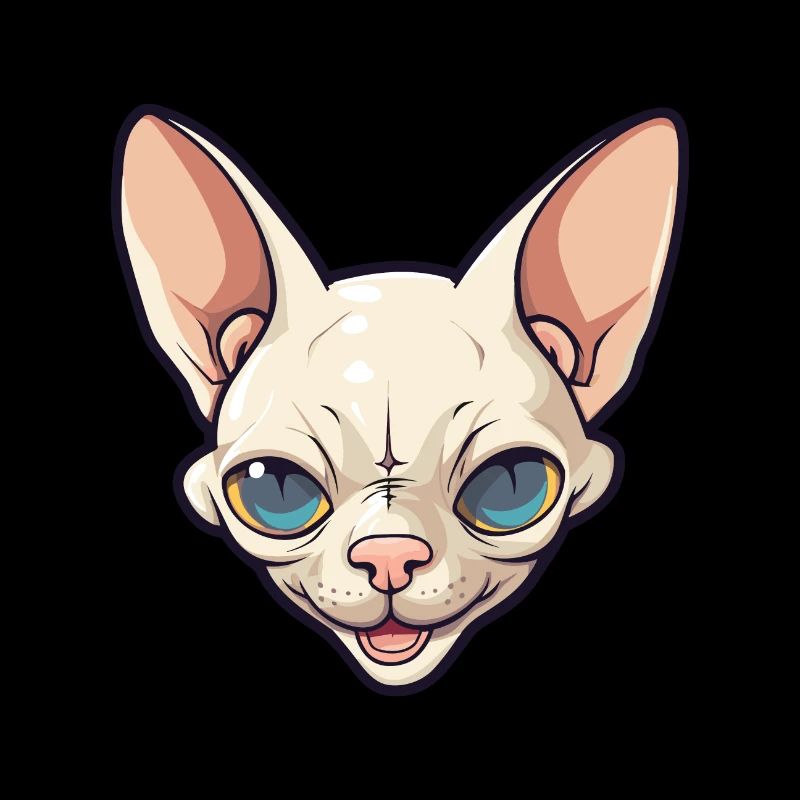 Sphynx Cat Cartoon Watercolor Illustration