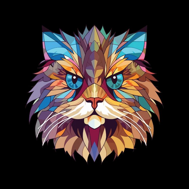 Persan Cat Breed coloré Illustration à l’aquarelle