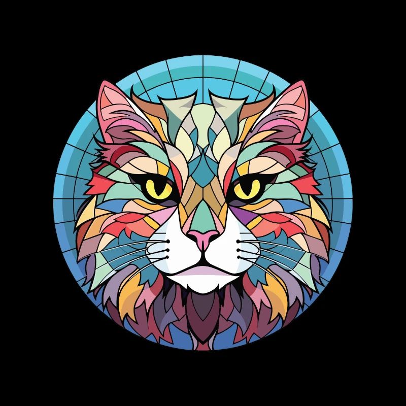 Highlander-Katze bunte Aquarell-Illustration