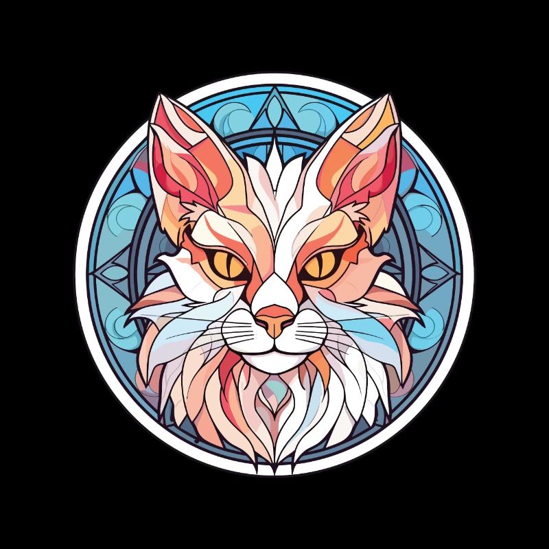 Chat Angora Turc Aquarelle Colorée Dessin Animé Pour Animaux De Compagnie