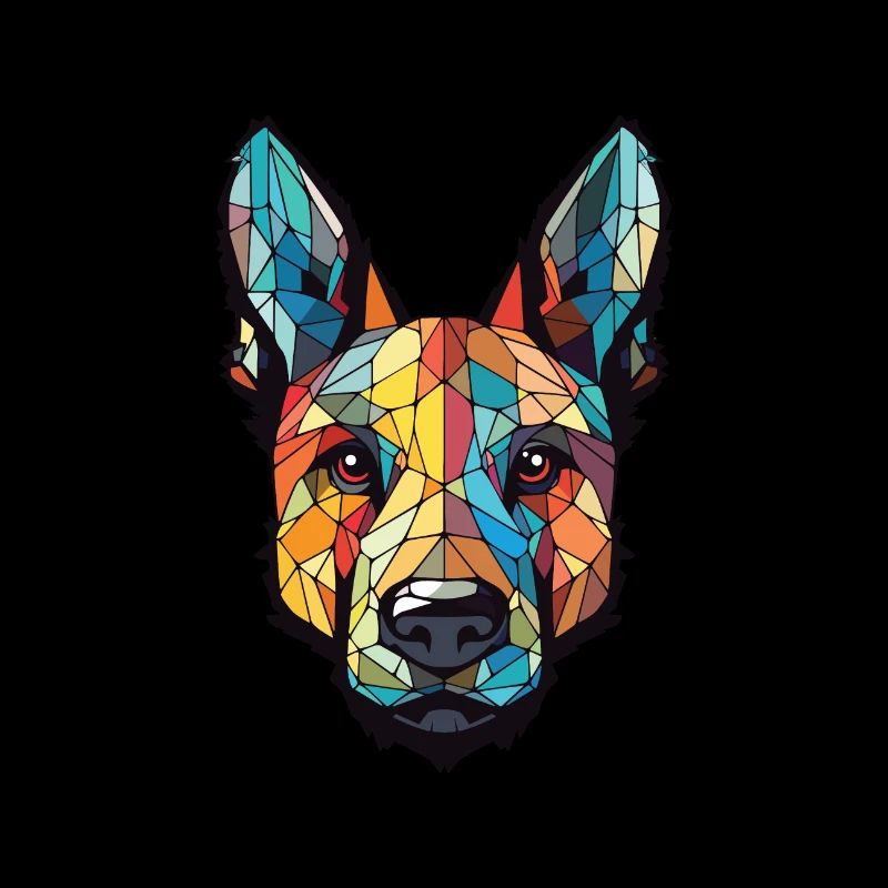 Dutch Shepherd Dog Breed Watercolor Illustration