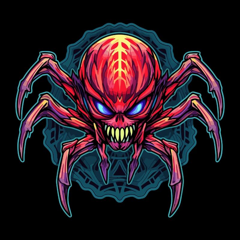 Colorful Abstract Spider Design Arachnids