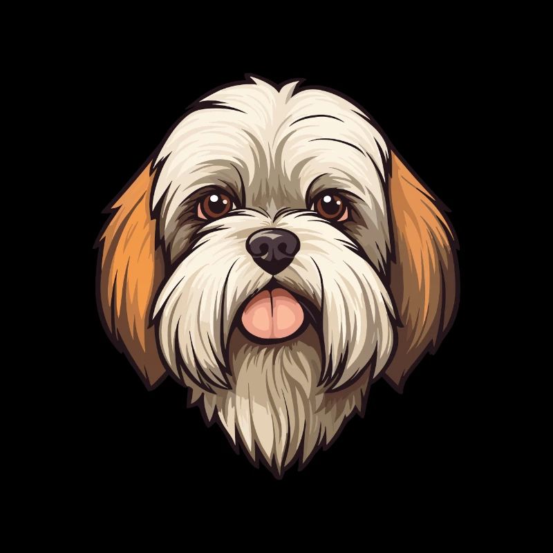 Lhasa Apso Dog Breed Cartoon Kawaii Illustration