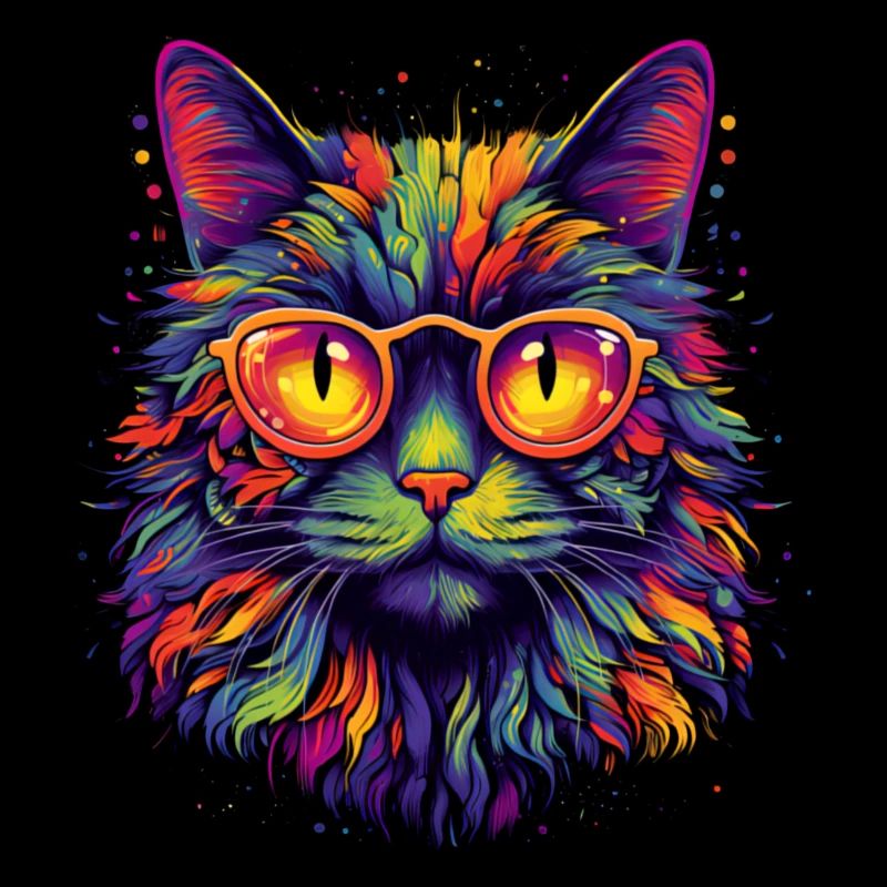 Bunte Katze mit Brille