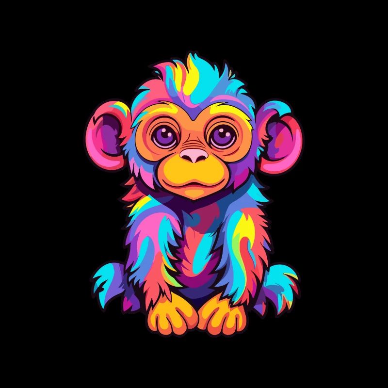 Affe Buntes Aquarell Cartoon Kawaii Tier