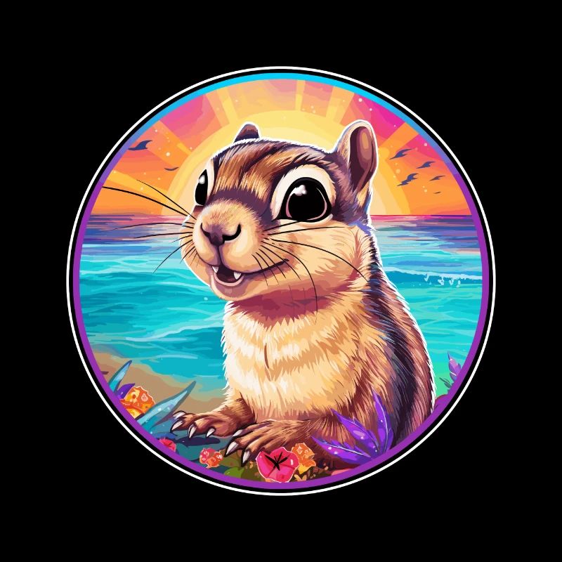 Chipmunk Aquarelle Colorée Dessin Animé Kawaii Animal