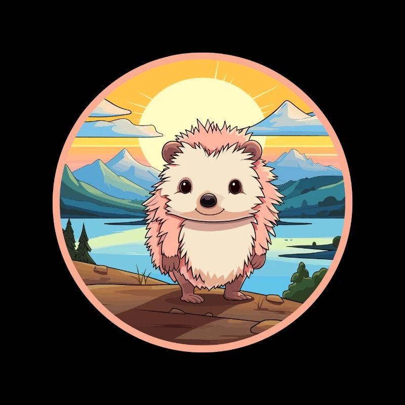 Hérisson Aquarelle Colorée Dessin Animé Kawaii Animal
