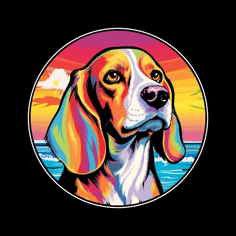Beagle Harrier Hunderasse Bunte Karikatur Watercol