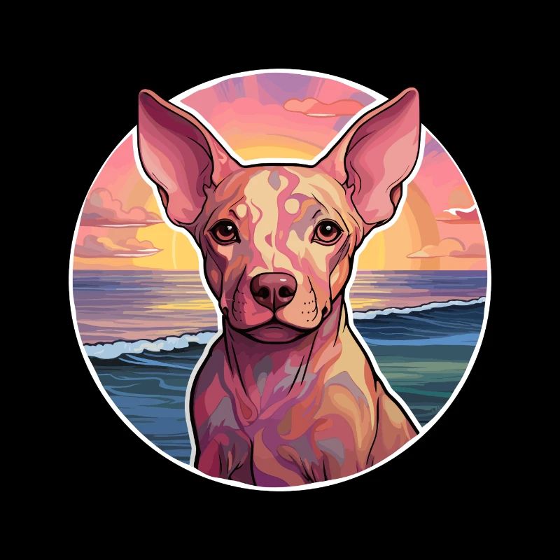 Cirneco Dell Etna Race De Chien Coloré Dessin Animé Eau