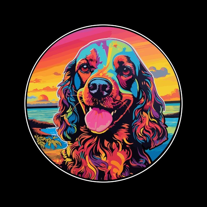 Cocker anglais épagneul chien race dessin animé coloré