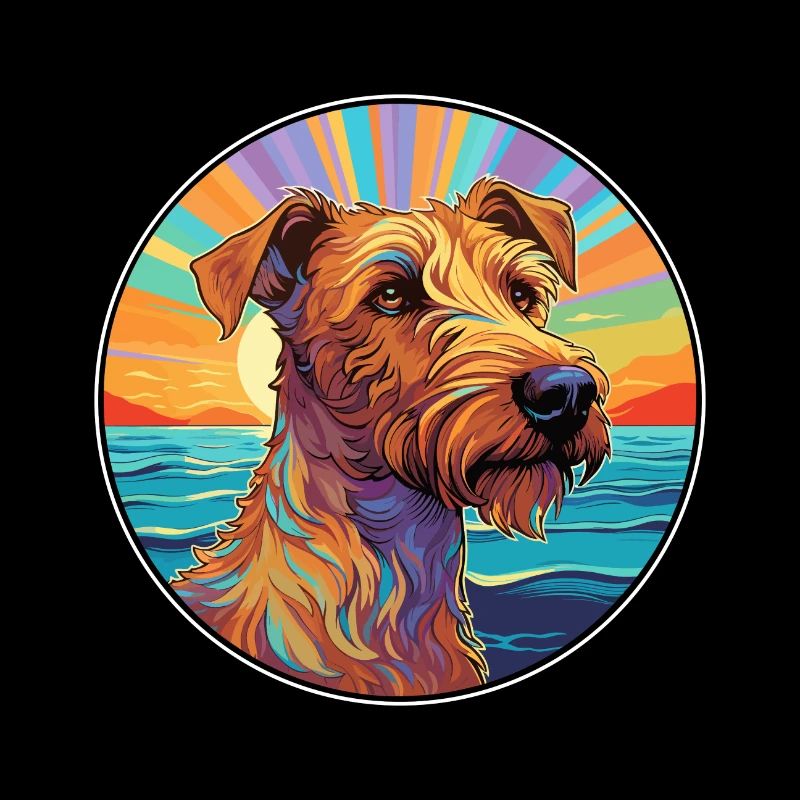 Irish Terrier Race De Chien Coloré Cartoon Watercolo