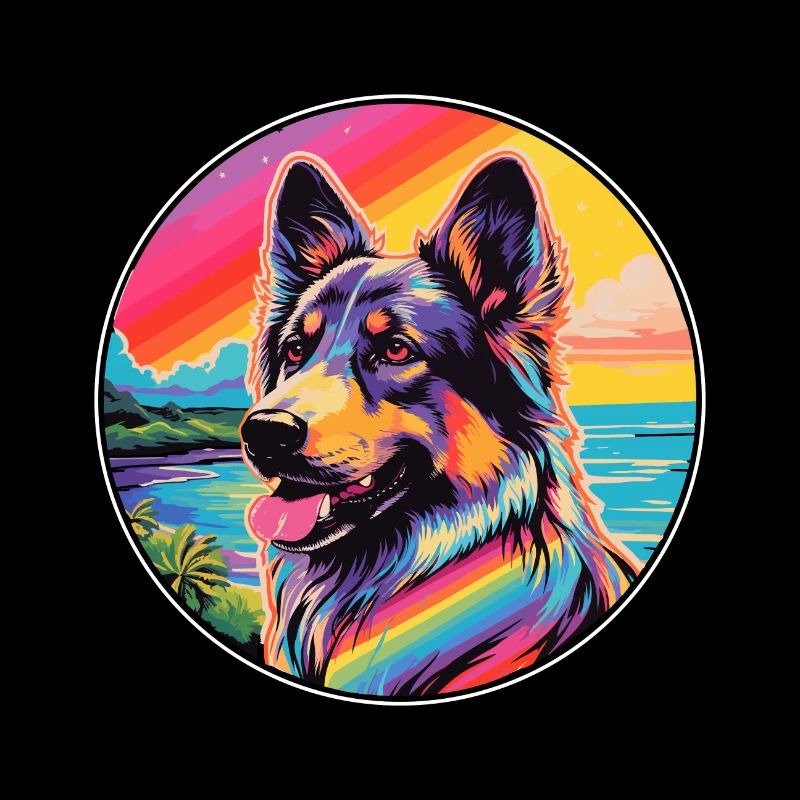 Karst Schäferhund Rasse Bunte Karikatur Watercol