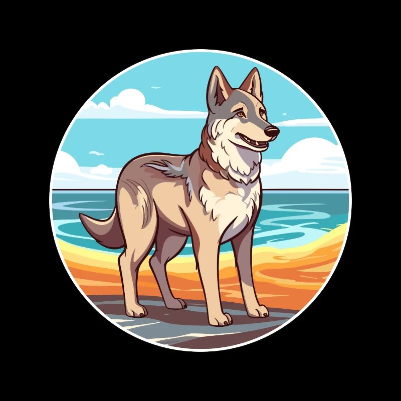 Tschechoslowakischer Wolfshund Hunderasse Karikatur Kawaii