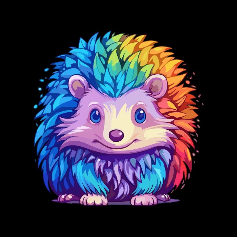 Hérisson Aquarelle Colorée Dessin Animé Kawaii Animal