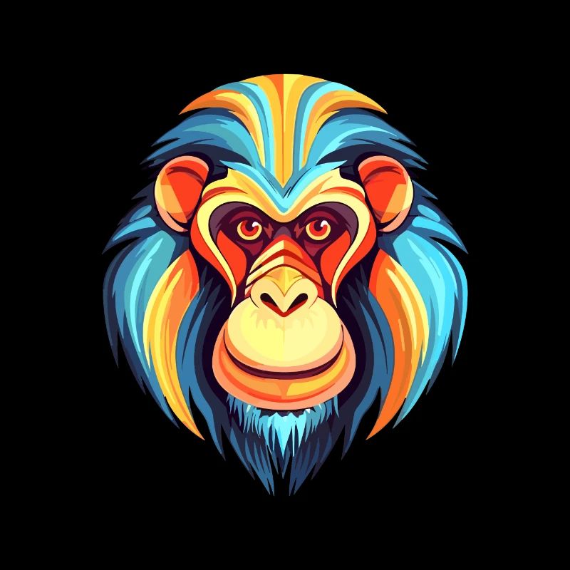 Mandrill Aquarelle Colorée Dessin Animé Kawaii Animal