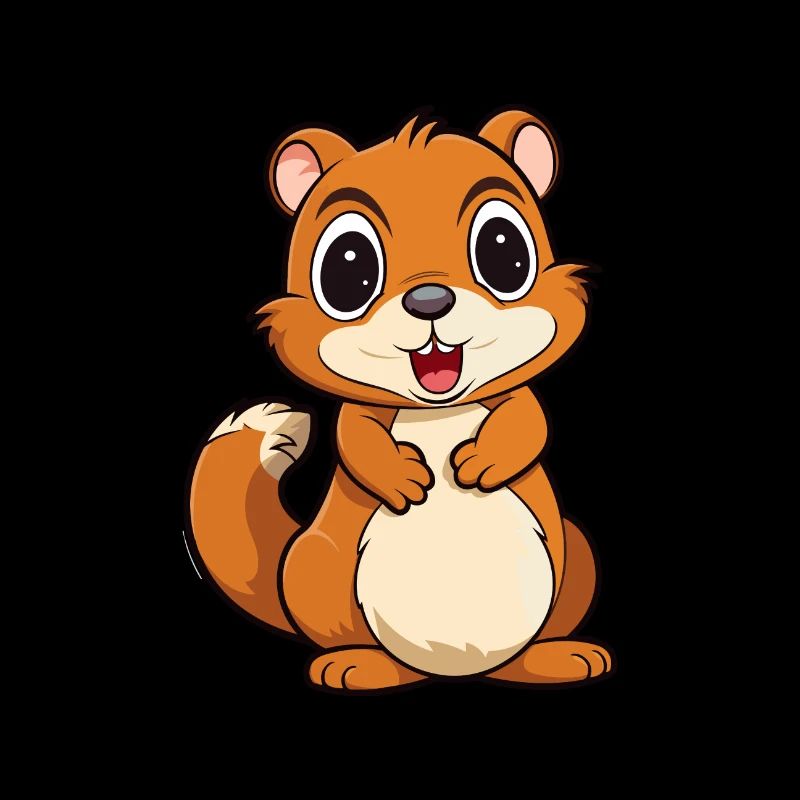Chipmunk Mignon Dessin Animé Kawaii Aquarelle Animal de compagnie