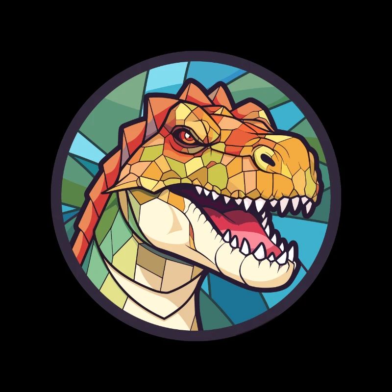 Dinosaure vitrail coloré dessin animé Kawaii Ani