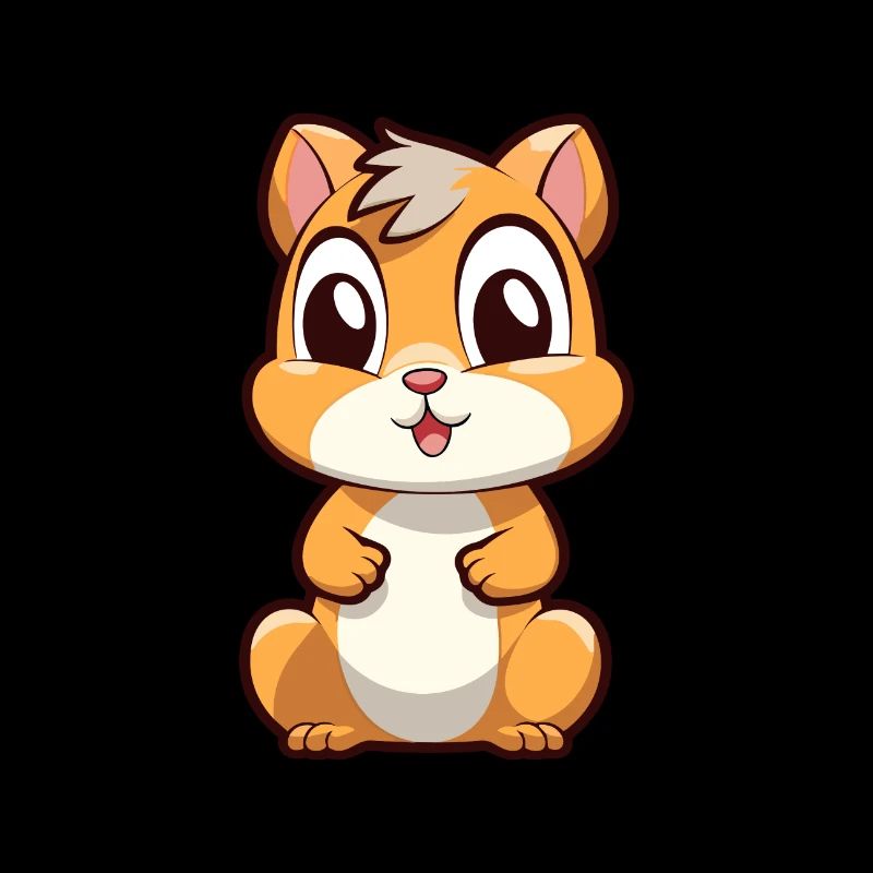 Chipmunk Mignon Dessin Animé Kawaii Aquarelle Animal de compagnie