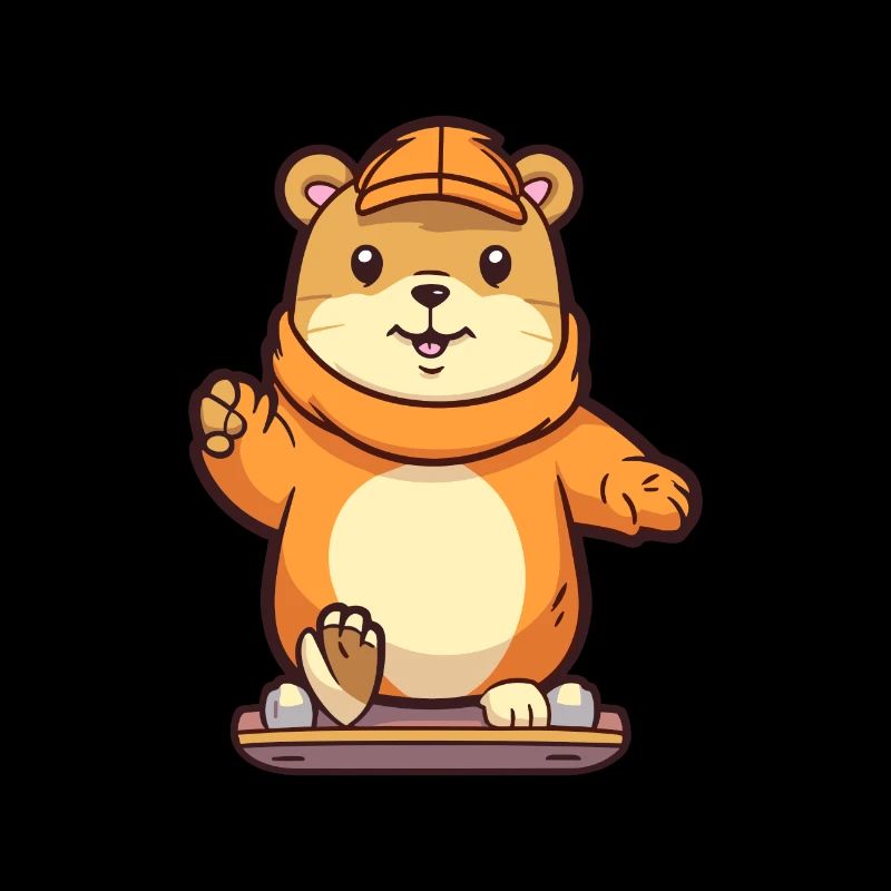 Funny Gopher Kawaii Cartoon Pet Playing Skateboard