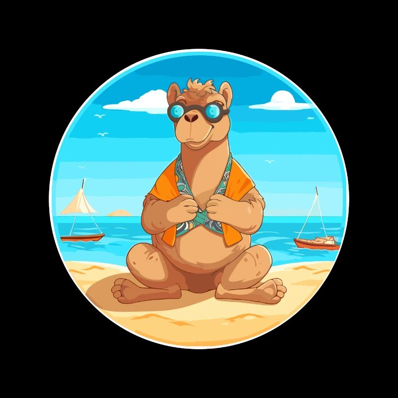 Kamel-Cartoon-Yoga-Strand Sommerillustration