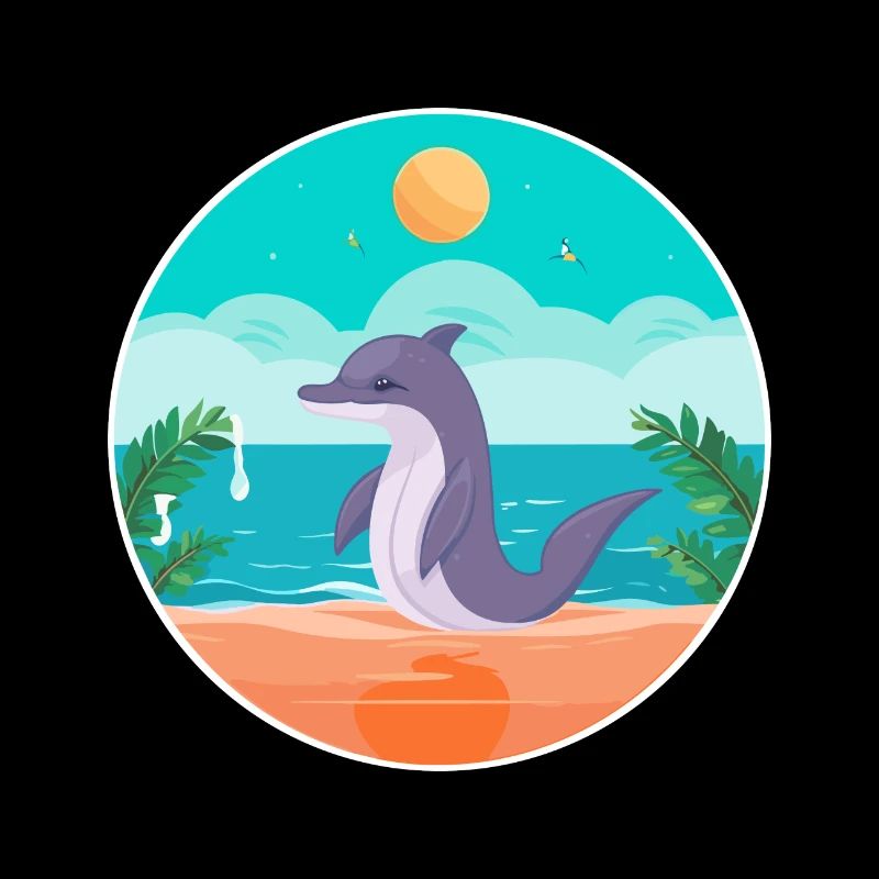 Illustration d’été de Yoga de plage de dessin animé de dauphin