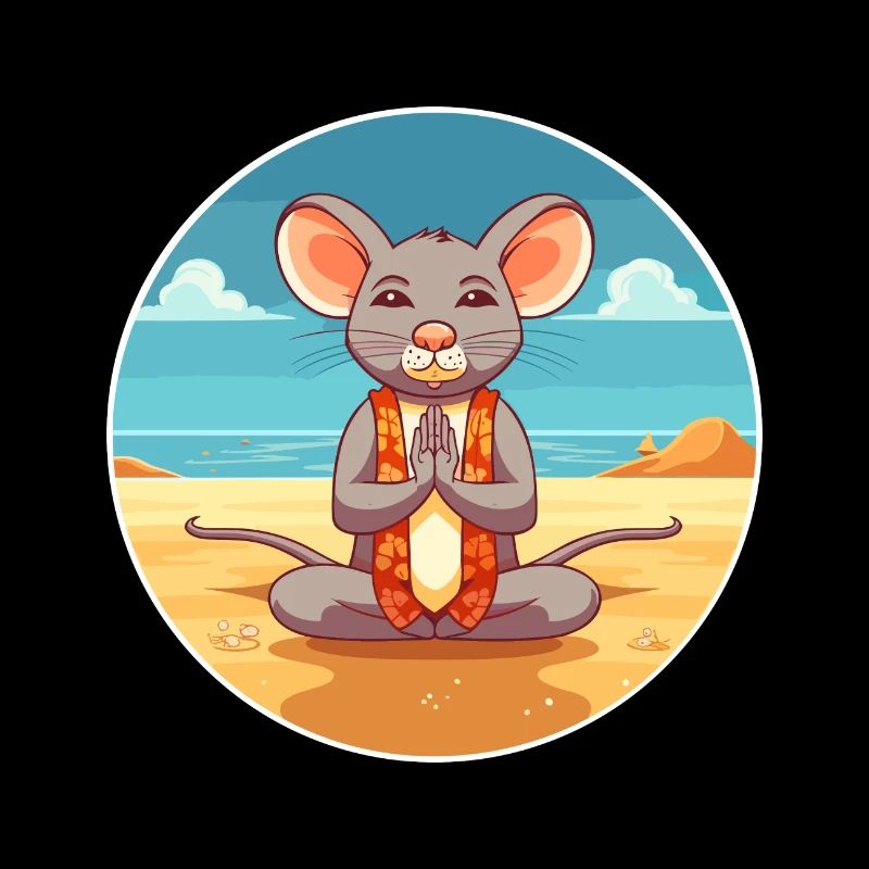 Mouse Cartoon Yoga Beach Summer Illustration